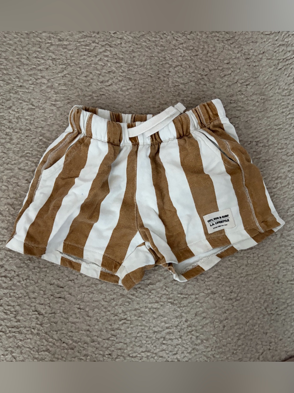 Zara Striped Shorts in Brown & White Baby 2-3t Like New